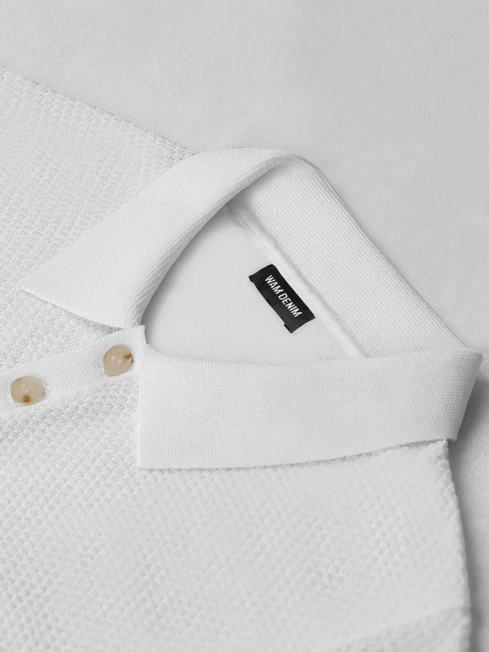 Wam Denim Polo'S|Henry Pique Knit White Polo