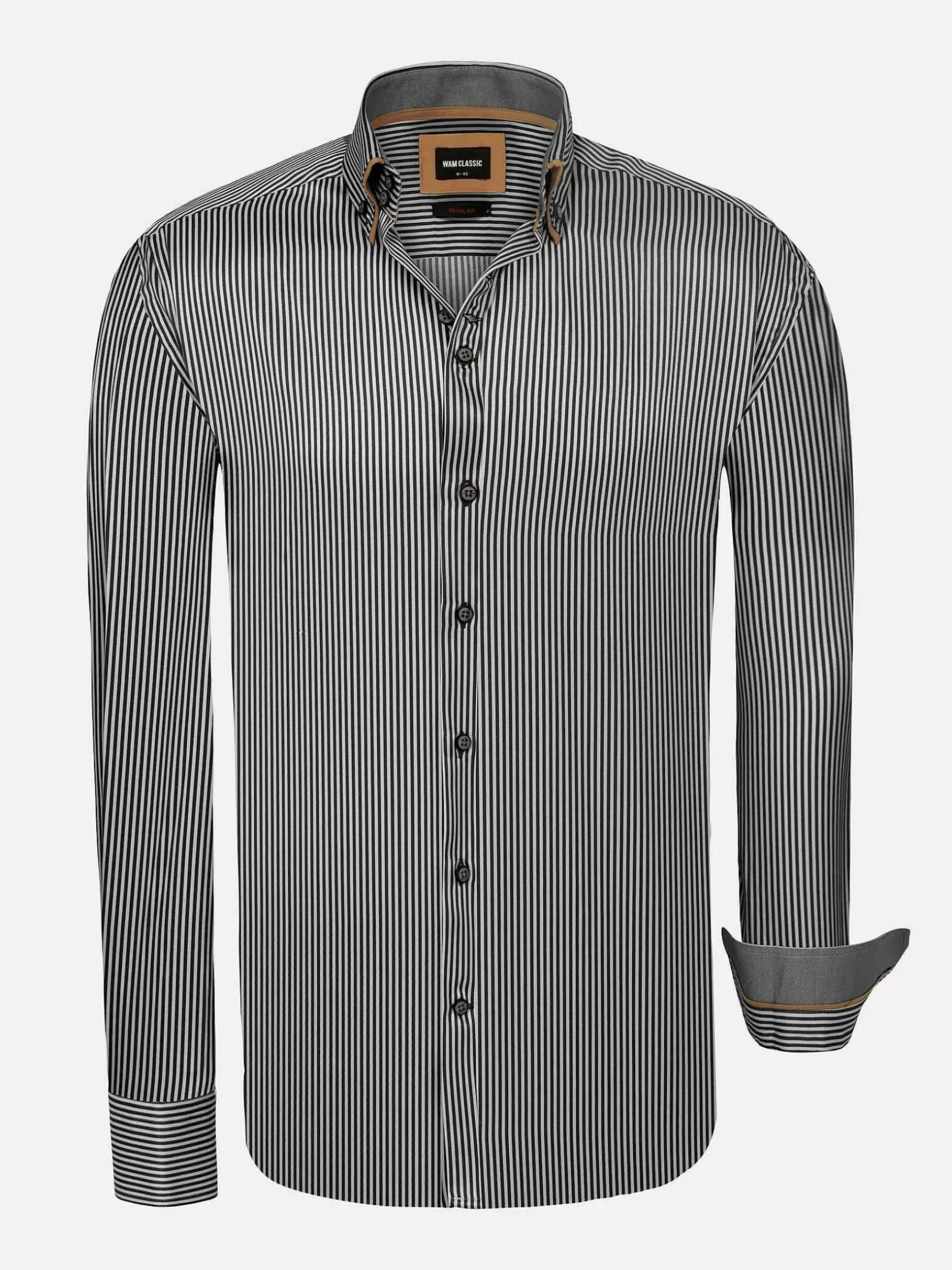 Wam Denim Overhemd Lange Mouwen|Kevin Regular Fit Black Overhemd