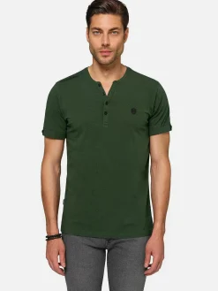 Wam Denim T-Shirts|Korfual Casual V-Neck Button T-Shirt Khaki