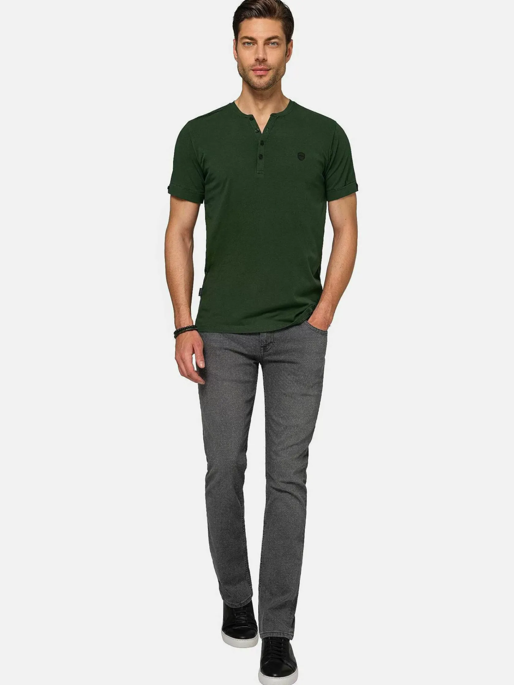 Wam Denim T-Shirts|Korfual Casual V-Neck Button T-Shirt Khaki