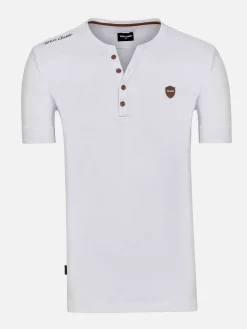 Wam Denim T-Shirts|Korfual Casual V-Neck Button T-Shirt White