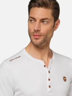 Wam Denim T-Shirts|Korfual Casual V-Neck Button T-Shirt White