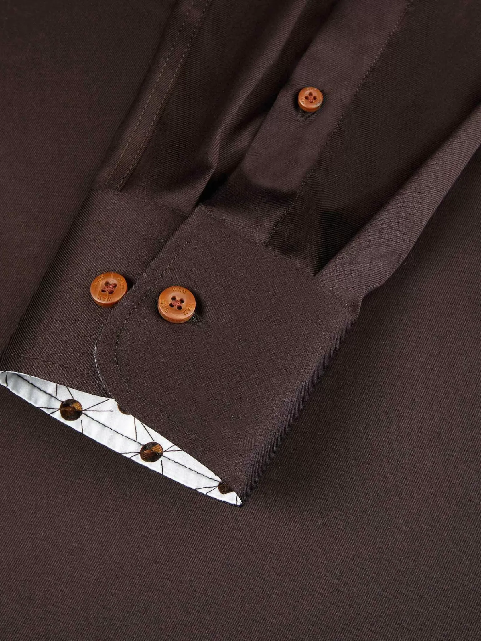 Wam Denim Overhemd Lange Mouwen|Lance Solid Brown Overhemd Lange Mouw