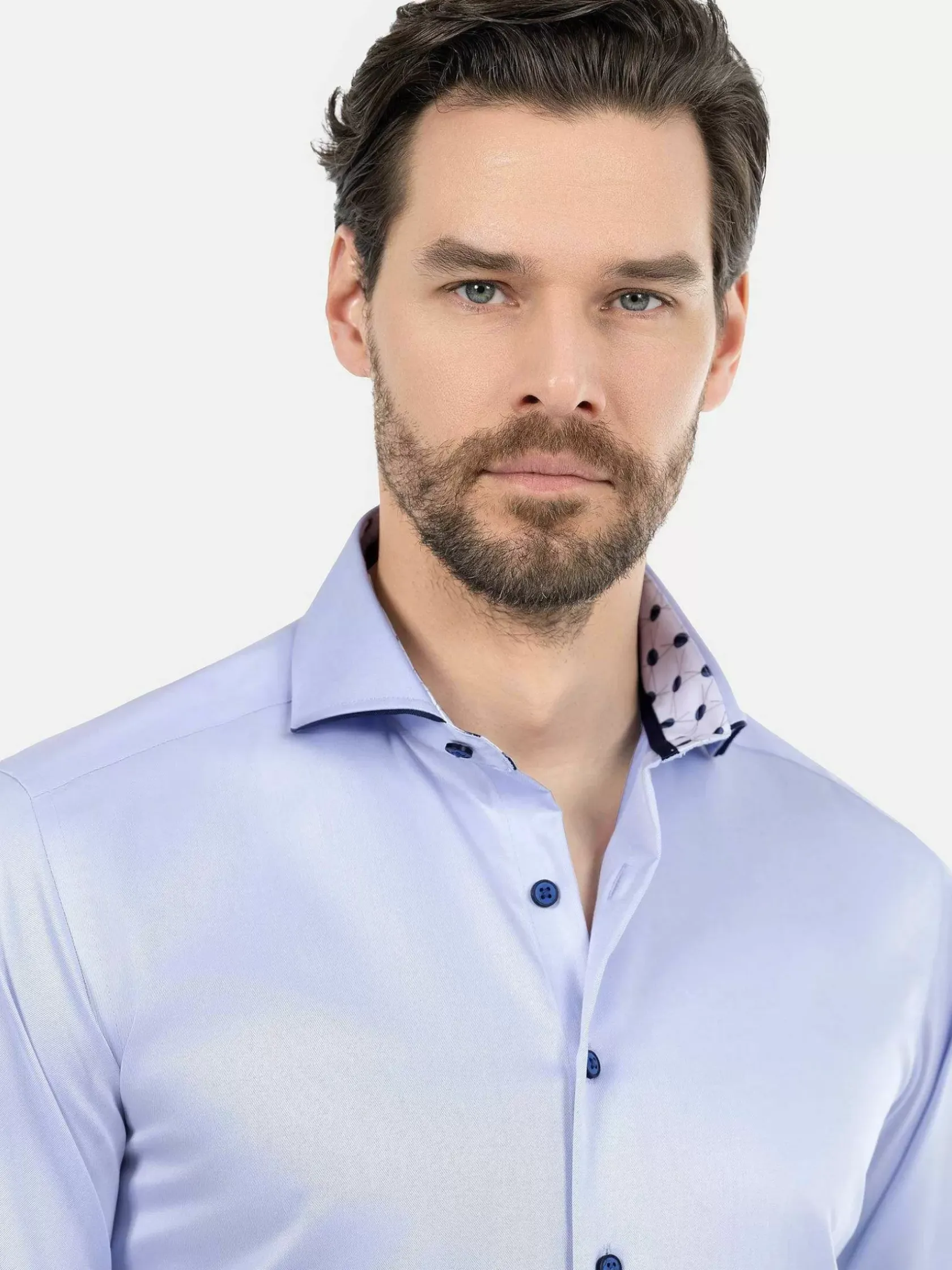 Wam Denim Overhemd Lange Mouwen|Lance Solid Light Blue Overhemd Lange Mouw