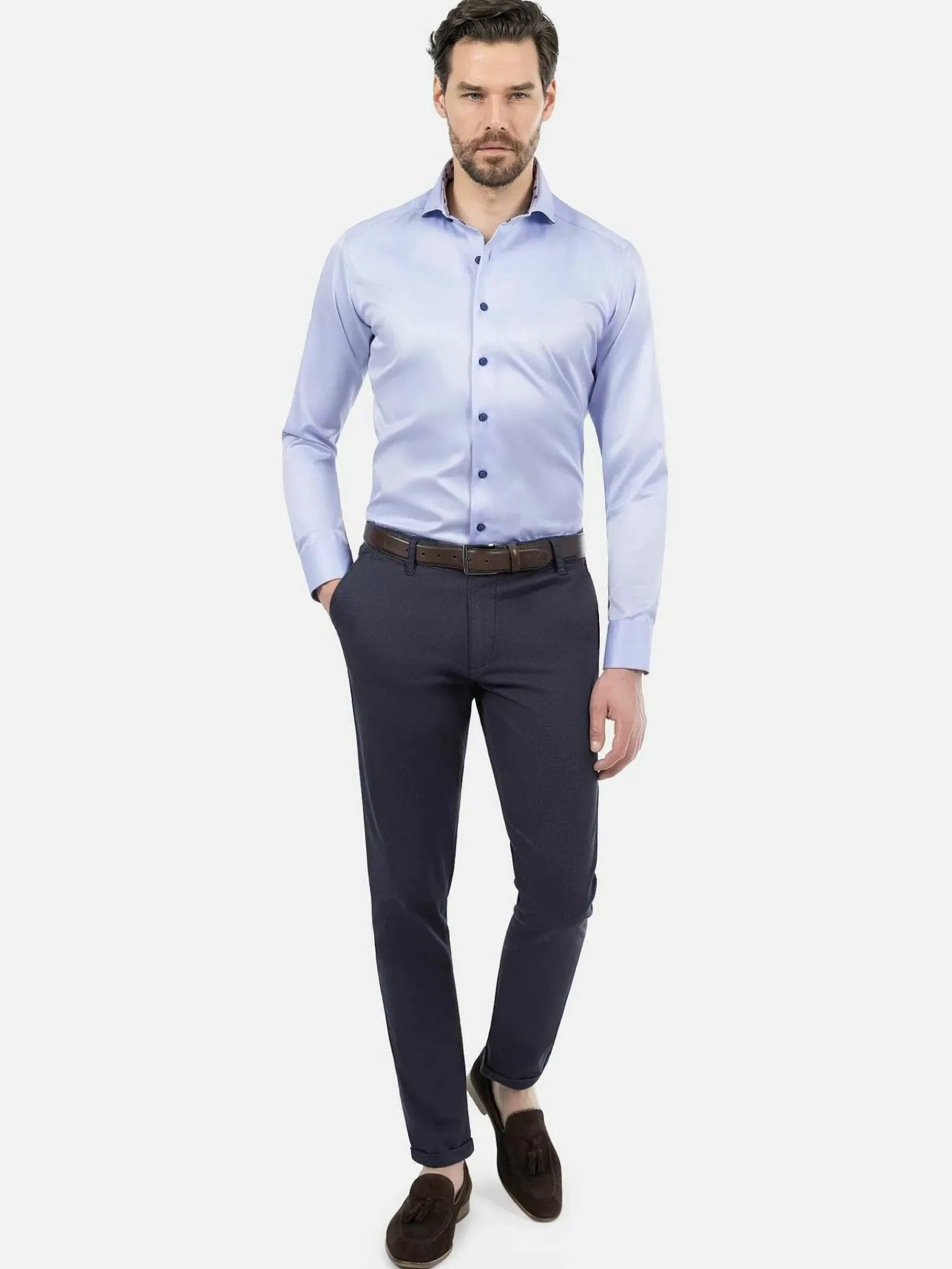 Wam Denim Overhemd Lange Mouwen|Lance Solid Light Blue Overhemd Lange Mouw
