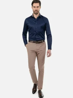 Wam Denim Overhemd Lange Mouwen|Lance Solid Navy Overhemd Lange Mouw
