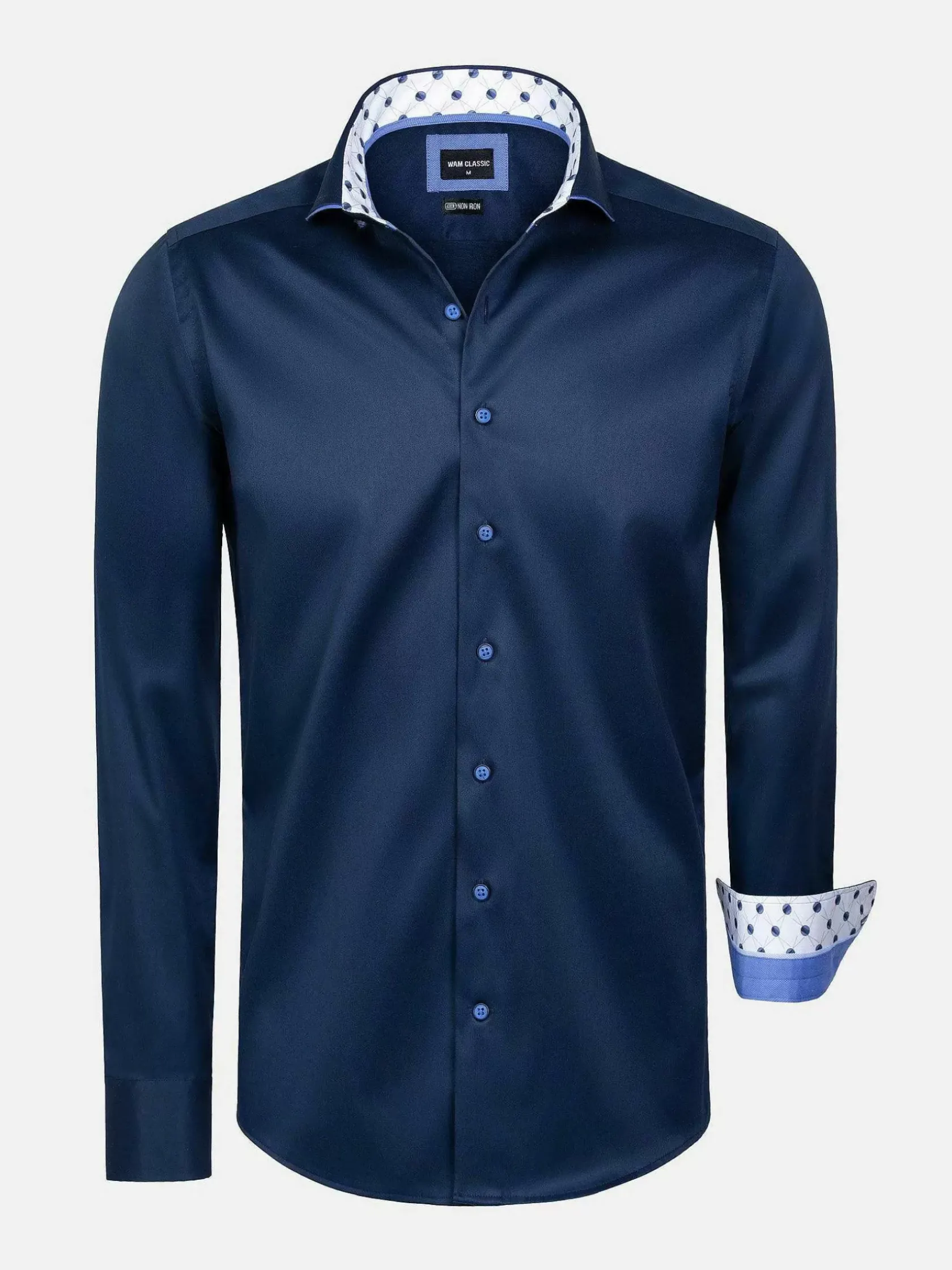 Wam Denim Overhemd Lange Mouwen|Lance Solid Navy Overhemd Lange Mouw