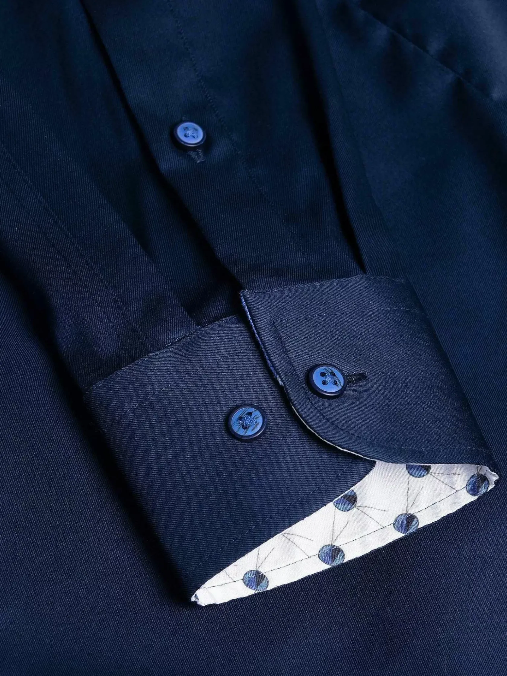 Wam Denim Overhemd Lange Mouwen|Lance Solid Navy Overhemd Lange Mouw