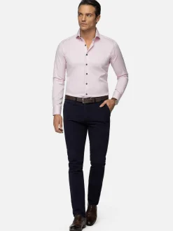 Wam Denim Overhemd Lange Mouwen|Lance Solid Pink Overhemd Lange Mouw