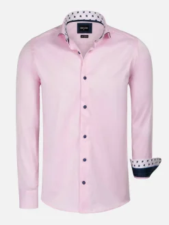 Wam Denim Overhemd Lange Mouwen|Lance Solid Pink Overhemd Lange Mouw
