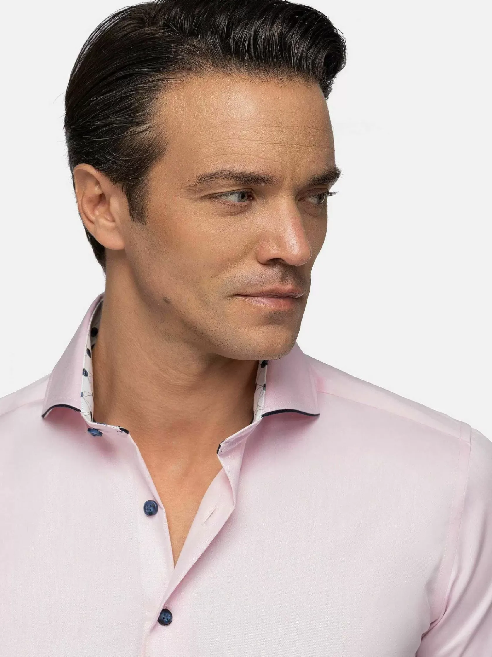 Wam Denim Overhemd Lange Mouwen|Lance Solid Pink Overhemd Lange Mouw