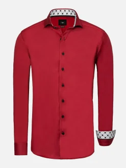 Wam Denim Overhemd Lange Mouwen|Lance Solid Red Overhemd Lange Mouw