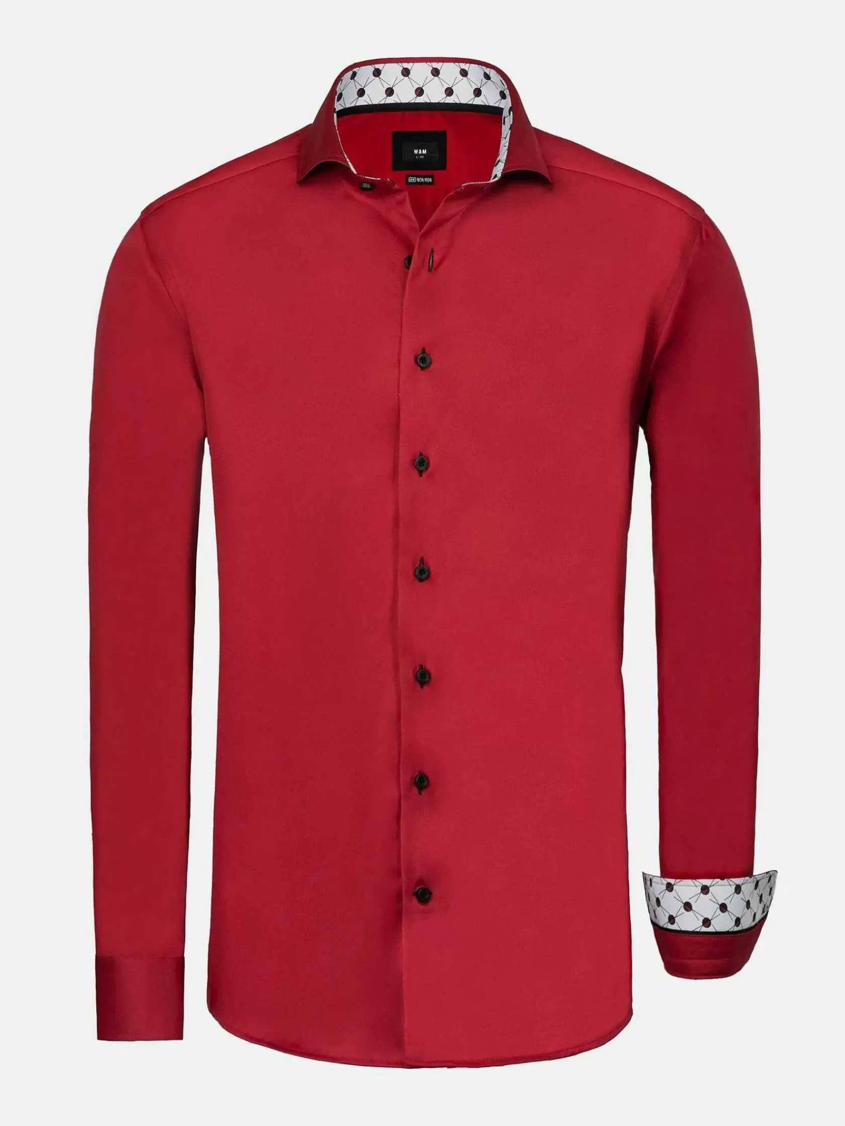 Wam Denim Overhemd Lange Mouwen|Lance Solid Red Overhemd Lange Mouw