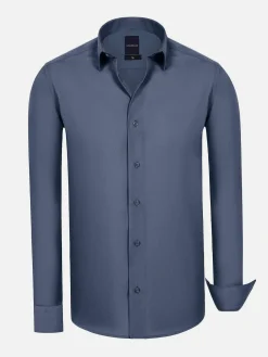 Wam Denim Overhemd Lange Mouwen|Leira Solid Anthracite Overhemd Lange Mouw
