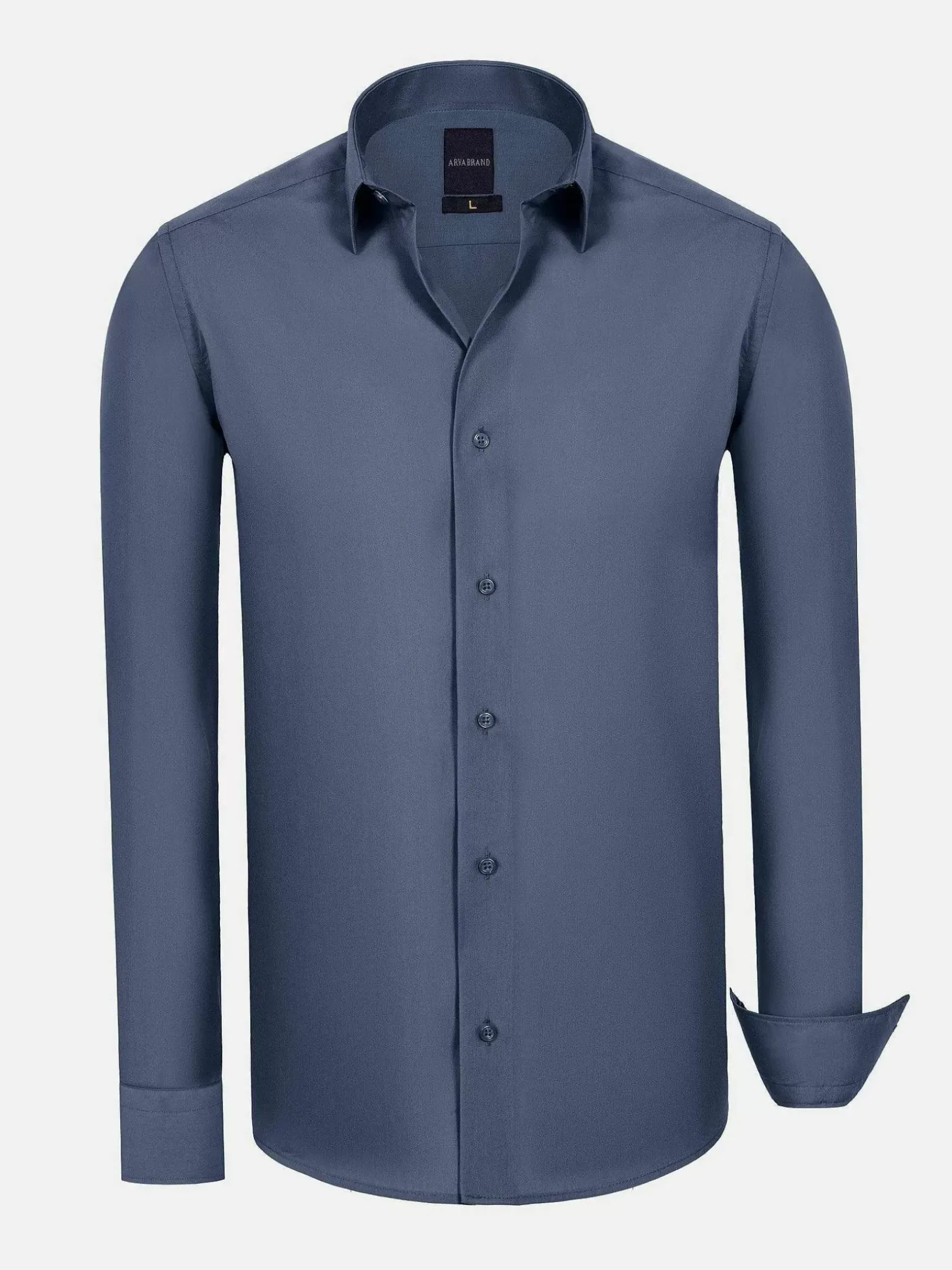Wam Denim Overhemd Lange Mouwen|Leira Solid Anthracite Overhemd Lange Mouw