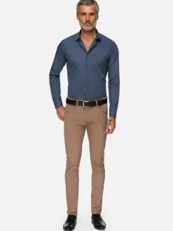 Wam Denim Overhemd Lange Mouwen|Leira Solid Anthracite Overhemd Lange Mouw