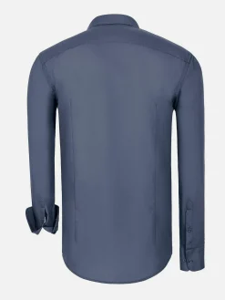 Wam Denim Overhemd Lange Mouwen|Leira Solid Anthracite Overhemd Lange Mouw