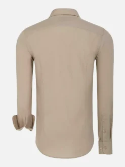 Wam Denim Overhemd Lange Mouwen|Leira Solid Beige Overhemd Lange Mouw