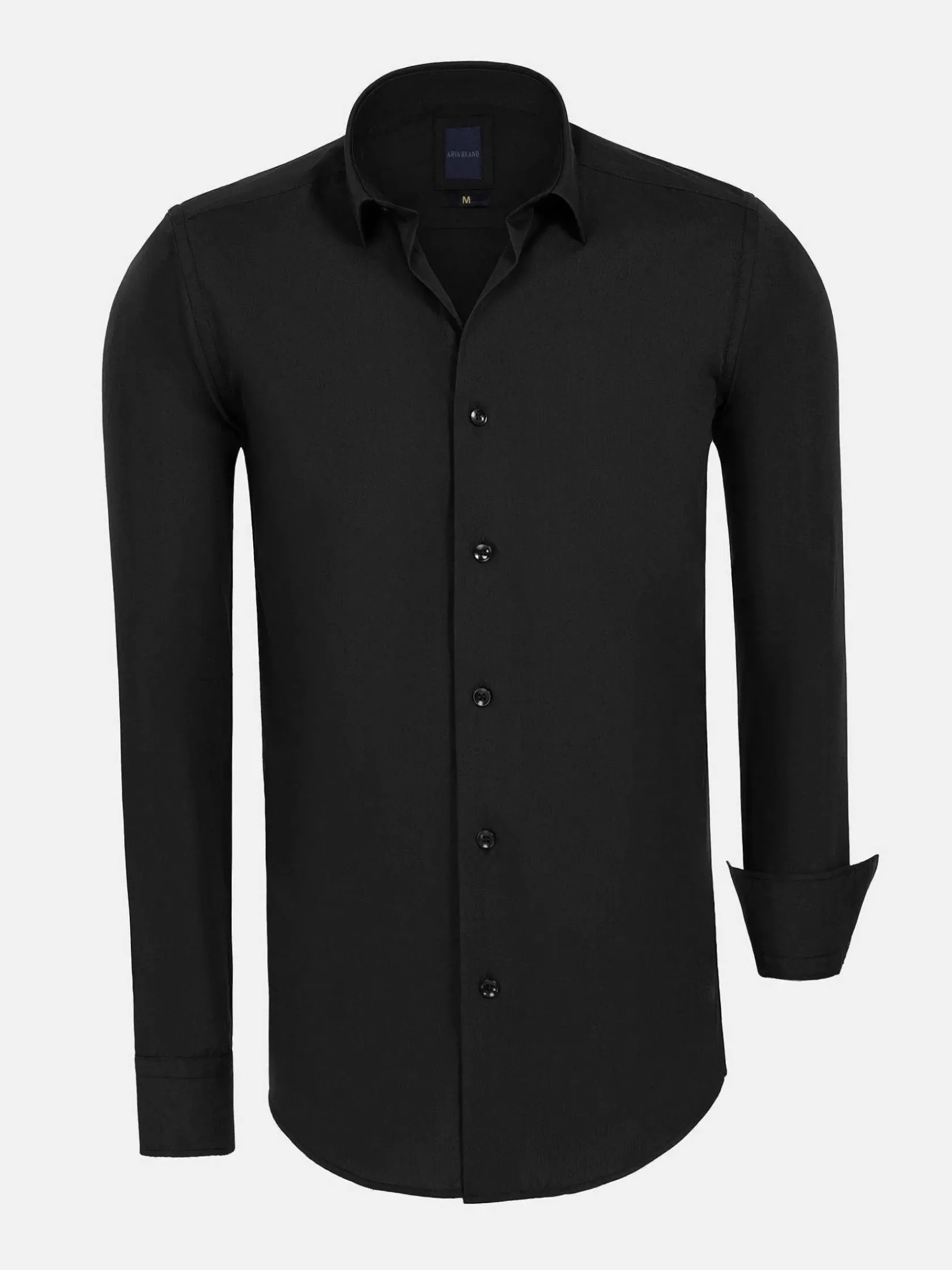 Wam Denim Overhemd Lange Mouwen|Leira Solid Black Overhemd Lange Mouw