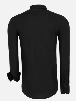 Wam Denim Overhemd Lange Mouwen|Leira Solid Black Overhemd Lange Mouw