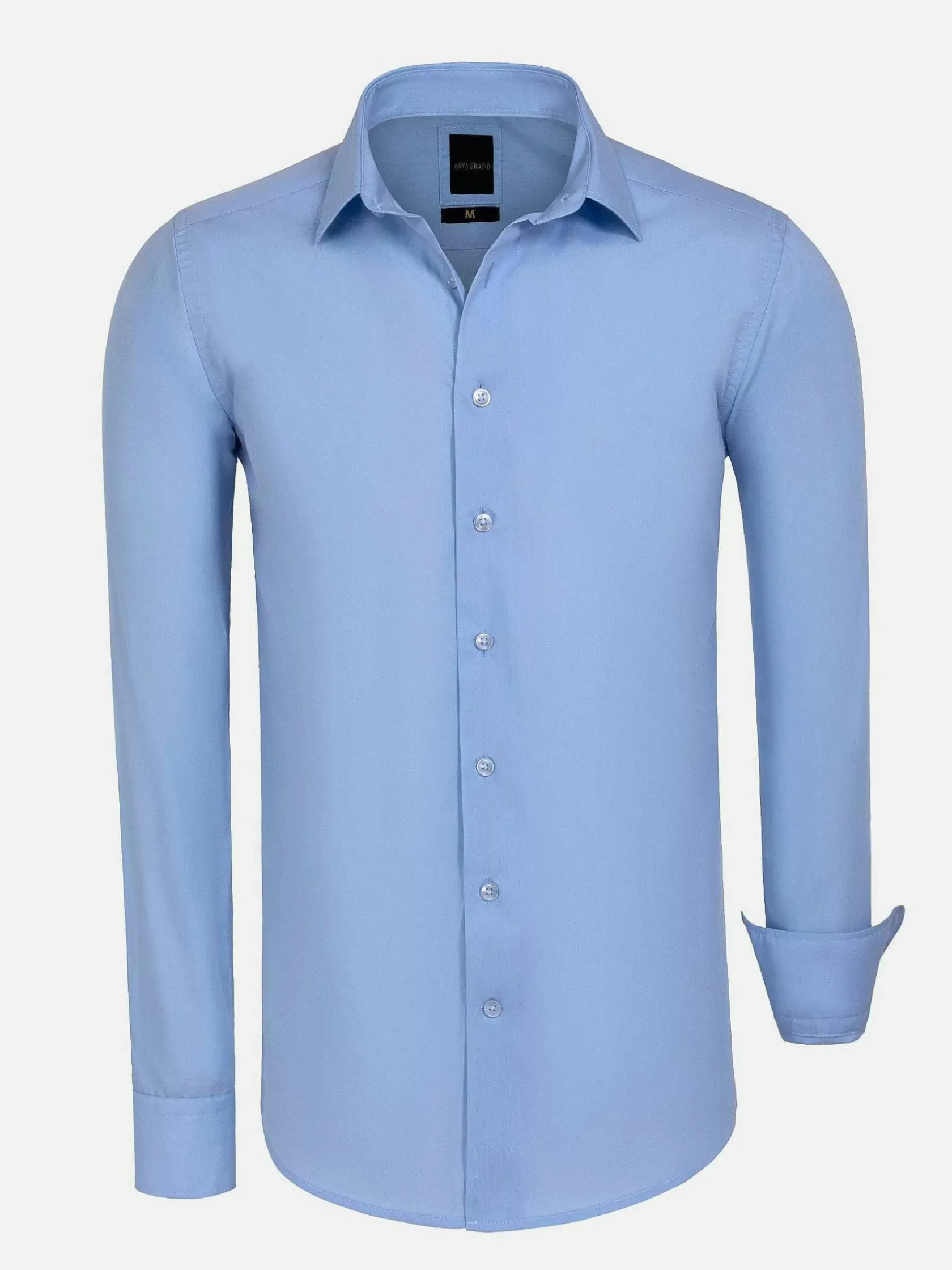 Wam Denim Overhemd Lange Mouwen|Leira Solid Blue Overhemd Lange Mouw