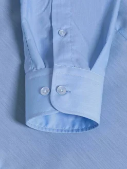Wam Denim Overhemd Lange Mouwen|Leira Solid Blue Overhemd Lange Mouw