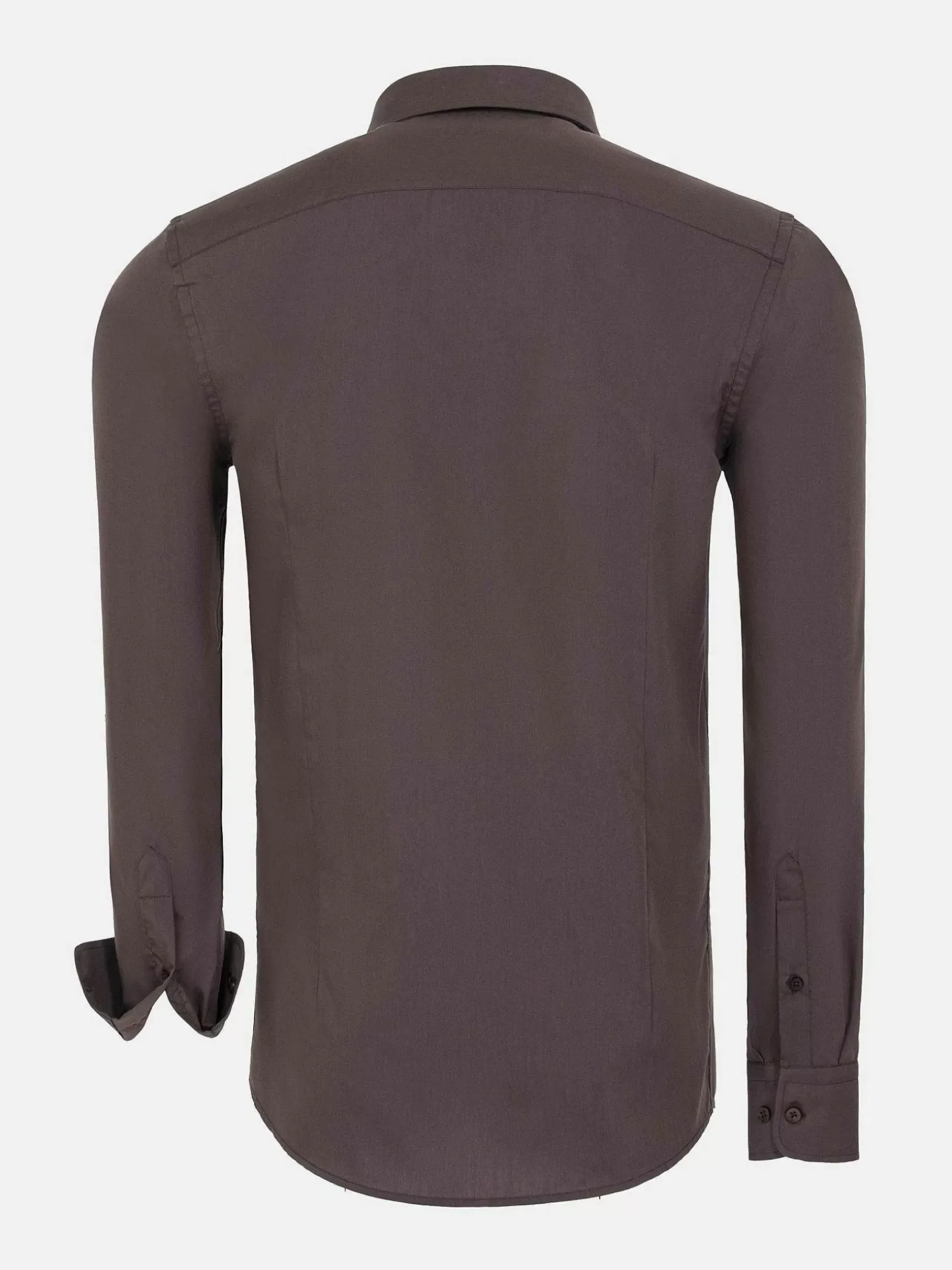Wam Denim Overhemd Lange Mouwen|Leira Solid Brown Overhemd Lange Mouw