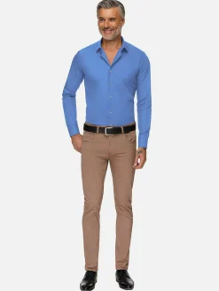 Wam Denim Overhemd Lange Mouwen|Leira Solid Dark Blue Overhemd Lange Mouw