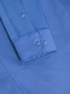 Wam Denim Overhemd Lange Mouwen|Leira Solid Dark Blue Overhemd Lange Mouw