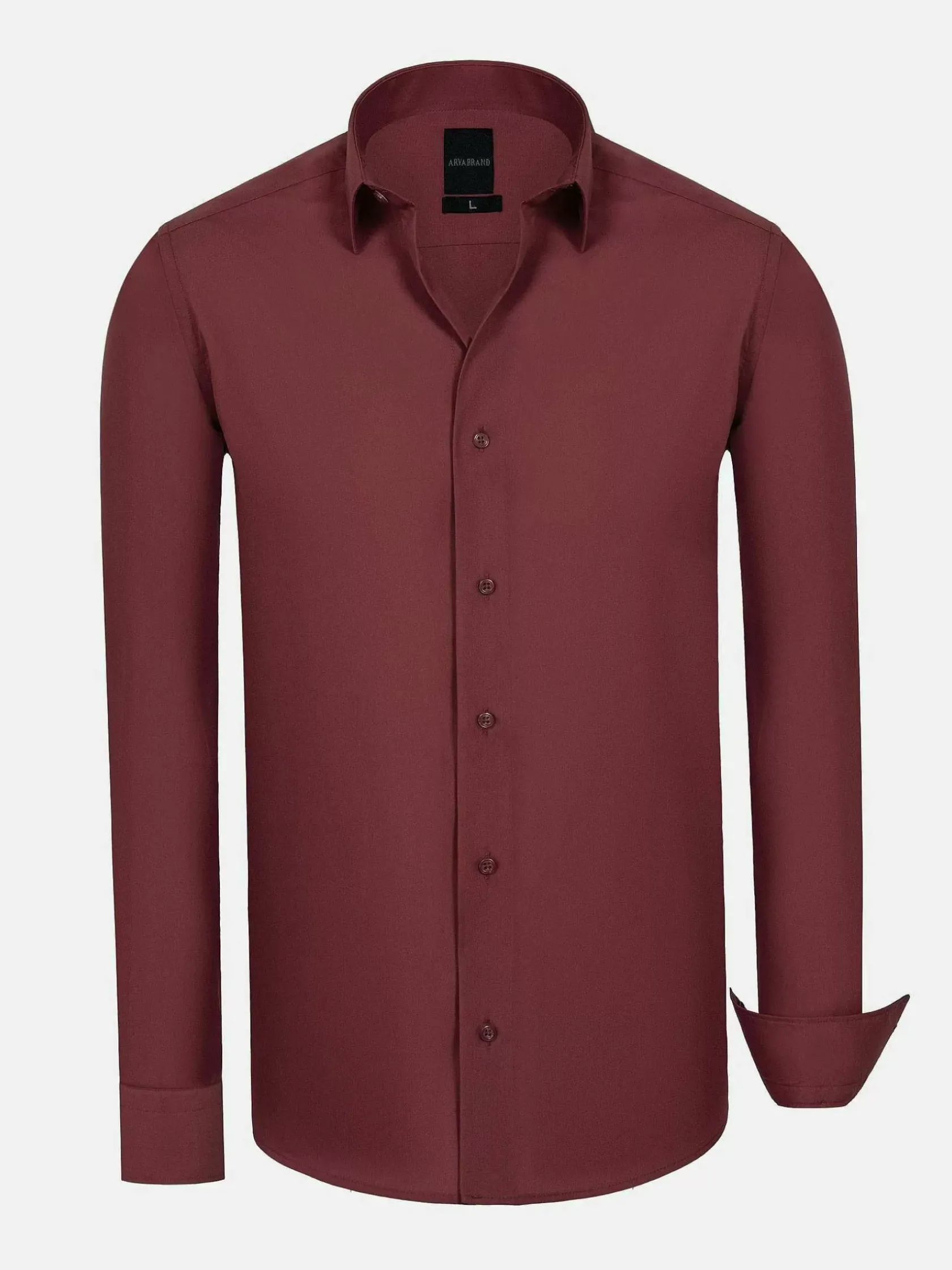 Wam Denim Overhemd Lange Mouwen|Leira Solid Dark Red Overhemd Lange Mouw