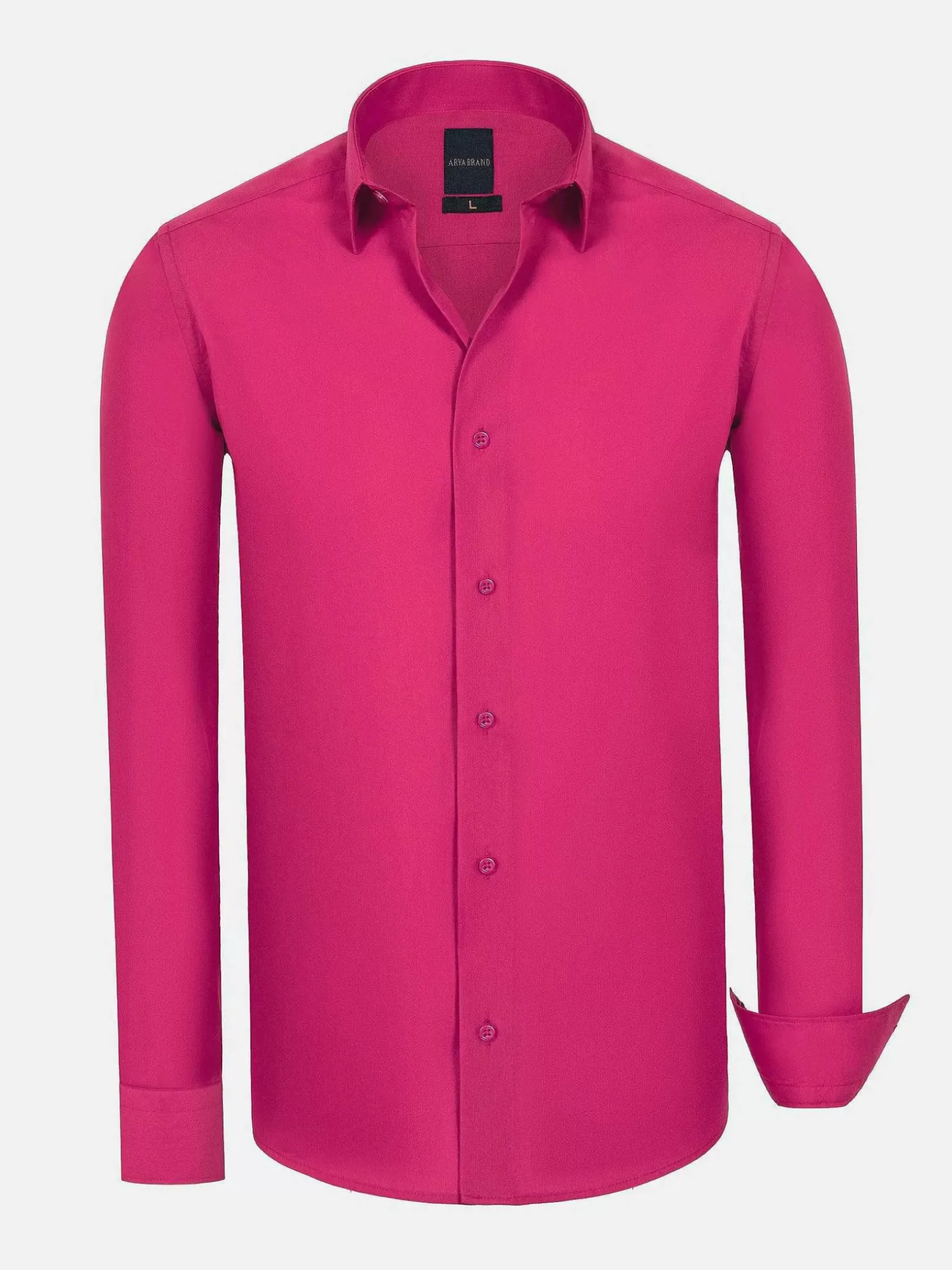 Wam Denim Overhemd Lange Mouwen|Leira Solid Fuchsia Overhemd Lange Mouw