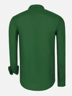 Wam Denim Overhemd Lange Mouwen|Leira Solid Green Overhemd Lange Mouw