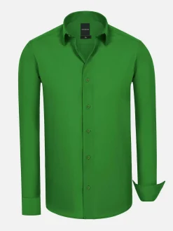 Wam Denim Overhemd Lange Mouwen|Leira Solid Light Green Overhemd Lange Mouw