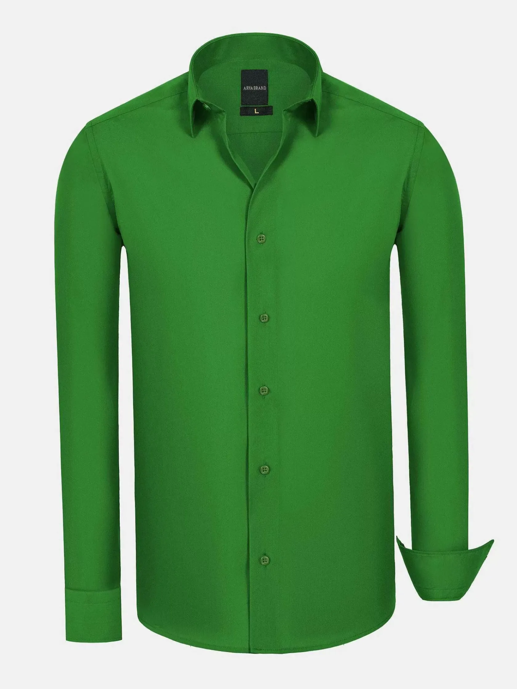 Wam Denim Overhemd Lange Mouwen|Leira Solid Light Green Overhemd Lange Mouw