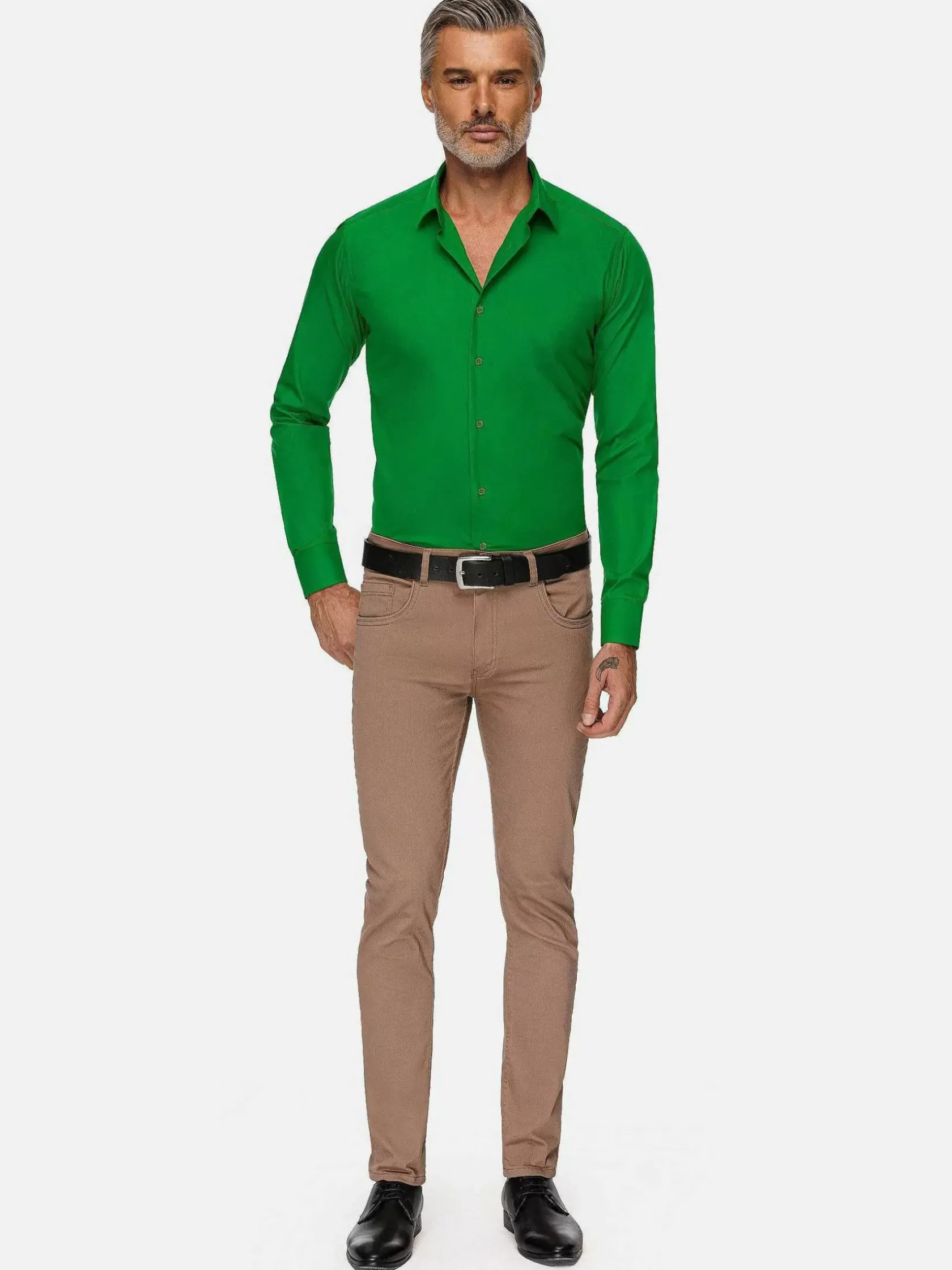 Wam Denim Overhemd Lange Mouwen|Leira Solid Light Green Overhemd Lange Mouw