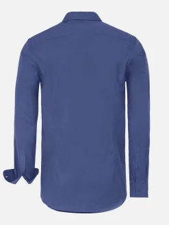 Wam Denim Overhemd Lange Mouwen|Leira Solid Light Navy Overhemd Lange Mouw