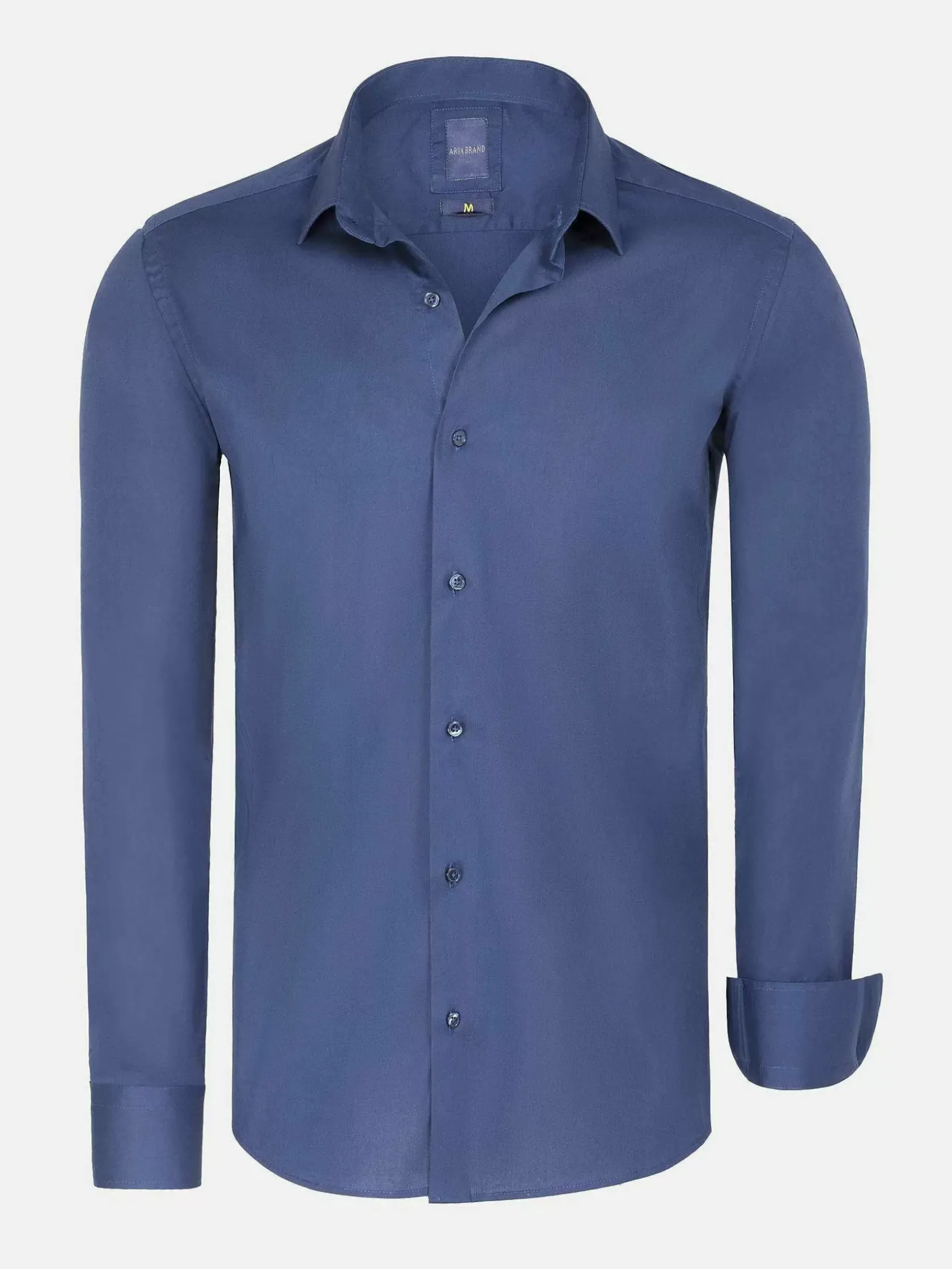 Wam Denim Overhemd Lange Mouwen|Leira Solid Light Navy Overhemd Lange Mouw