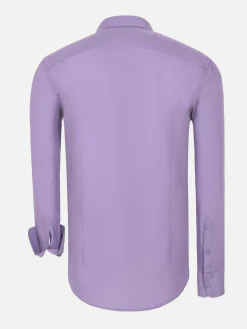 Wam Denim Overhemd Lange Mouwen|Leira Solid Lilac Overhemd Lange Mouw