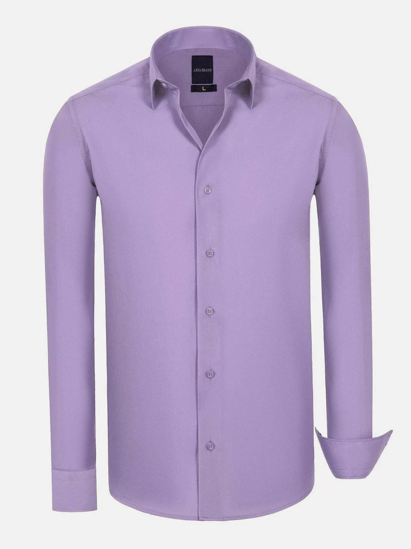 Wam Denim Overhemd Lange Mouwen|Leira Solid Lilac Overhemd Lange Mouw