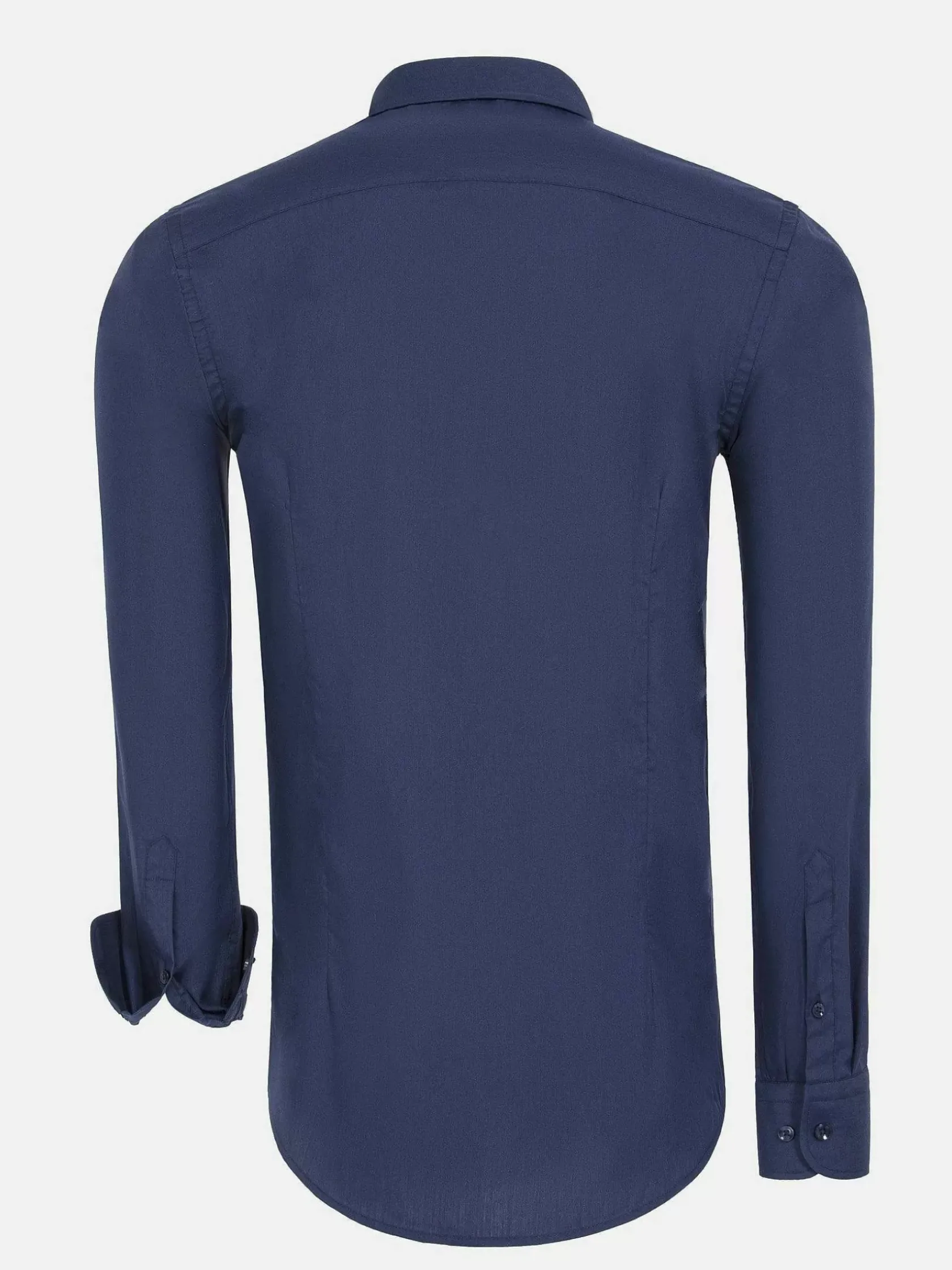 Wam Denim Overhemd Lange Mouwen|Leira Solid Navy Overhemd Lange Mouw