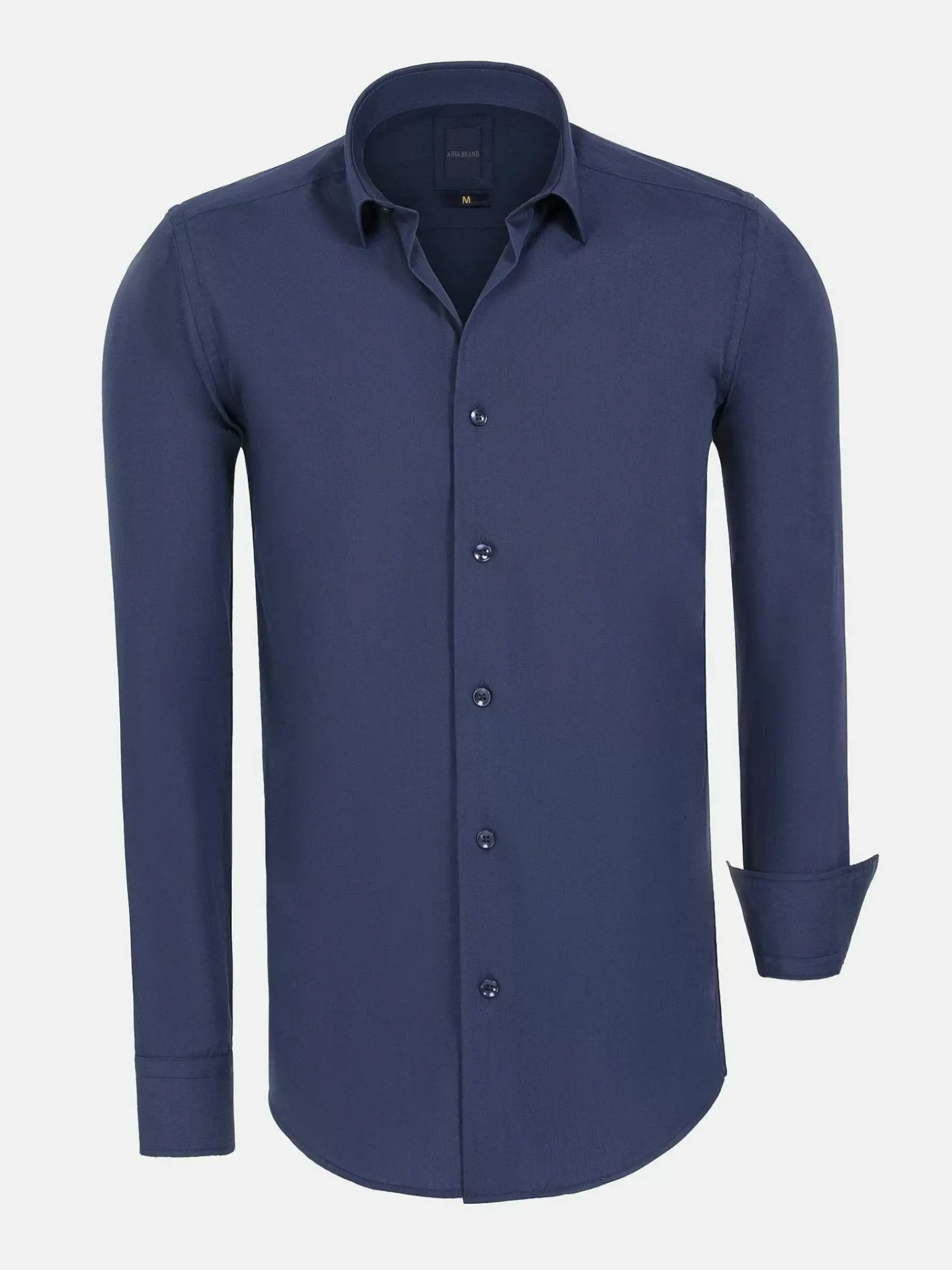 Wam Denim Overhemd Lange Mouwen|Leira Solid Navy Overhemd Lange Mouw