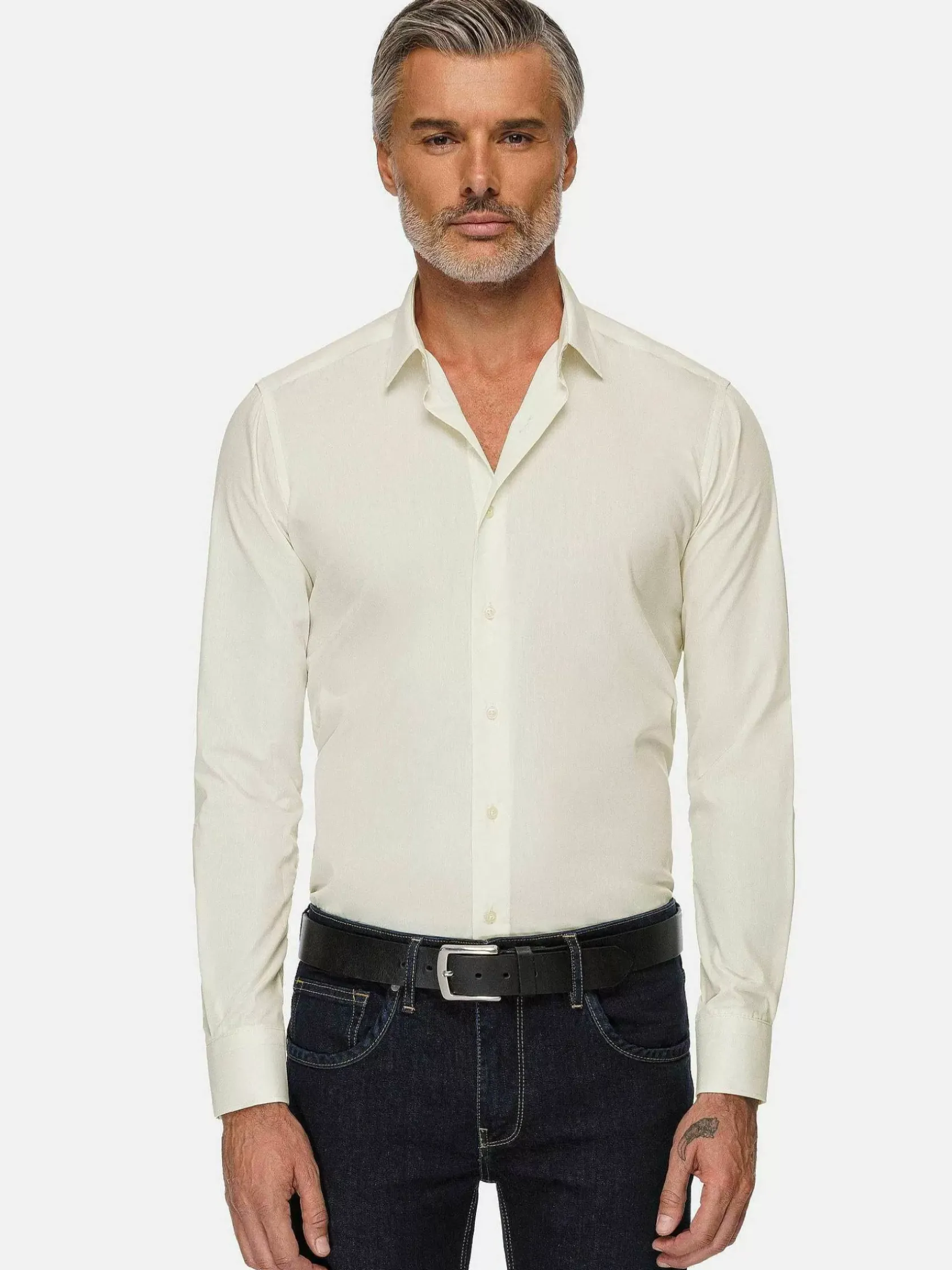 Wam Denim Overhemd Lange Mouwen|Leira Solid Off White Overhemd Lange Mouw