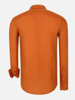 Wam Denim Overhemd Lange Mouwen|Leira Solid Orange Overhemd Lange Mouw