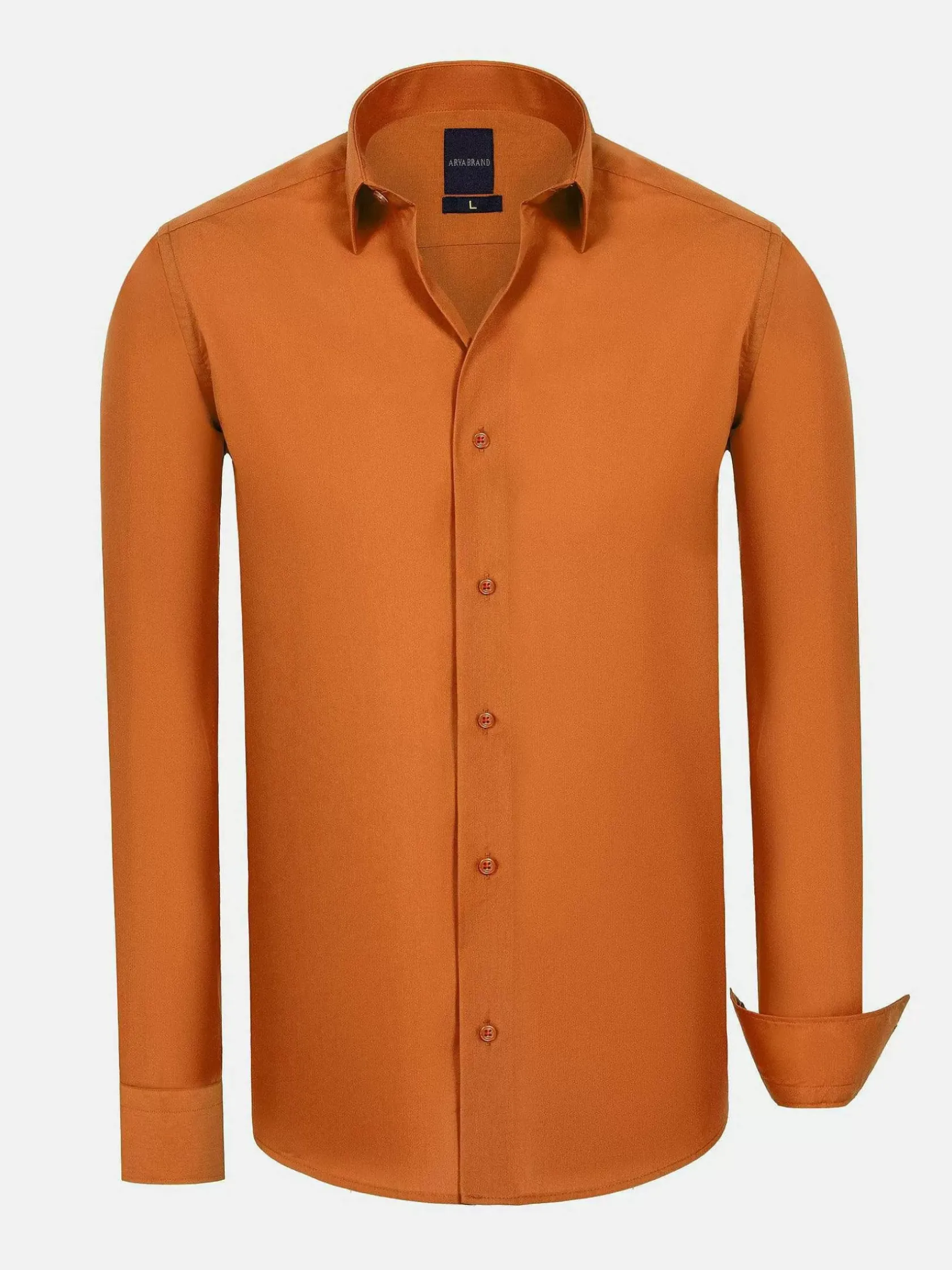 Wam Denim Overhemd Lange Mouwen|Leira Solid Orange Overhemd Lange Mouw