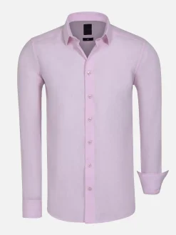 Wam Denim Overhemd Lange Mouwen|Leira Solid Pink Overhemd Lange Mouw
