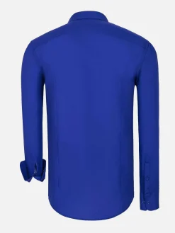 Wam Denim Overhemd Lange Mouwen|Leira Solid Royal Blue Overhemd Lange Mouw