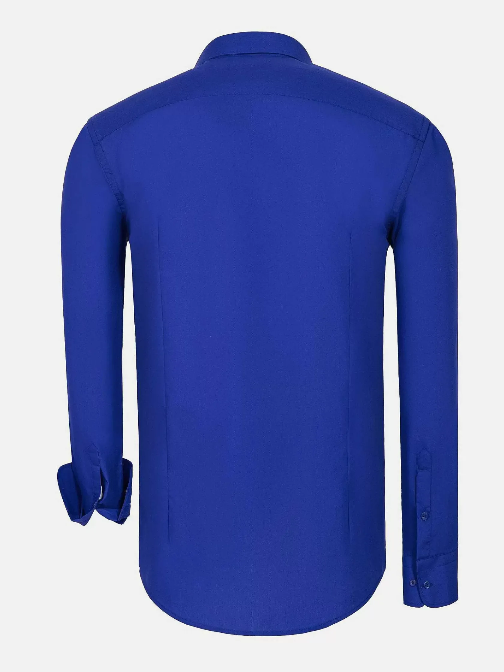 Wam Denim Overhemd Lange Mouwen|Leira Solid Royal Blue Overhemd Lange Mouw