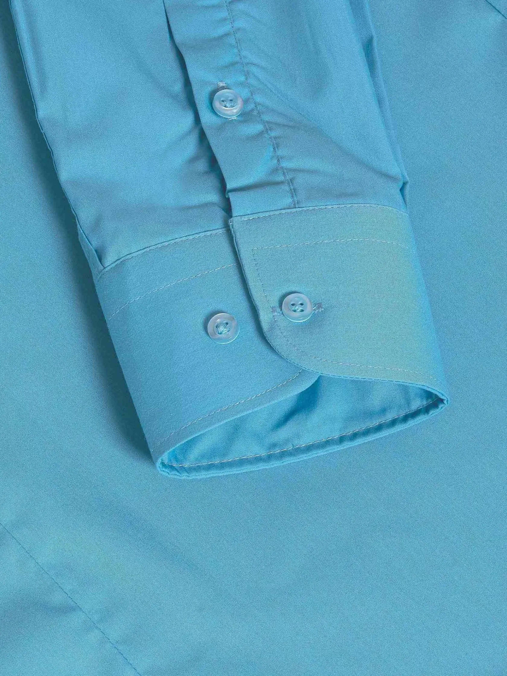 Wam Denim Overhemd Lange Mouwen|Leira Solid Turquoise Overhemd Lange Mouw