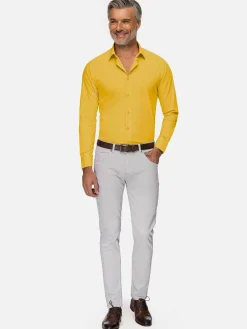 Wam Denim Overhemd Lange Mouwen|Leira Solid Yellow Overhemd Lange Mouw