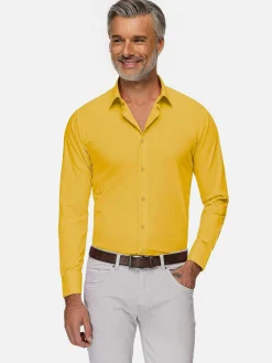 Wam Denim Overhemd Lange Mouwen|Leira Solid Yellow Overhemd Lange Mouw